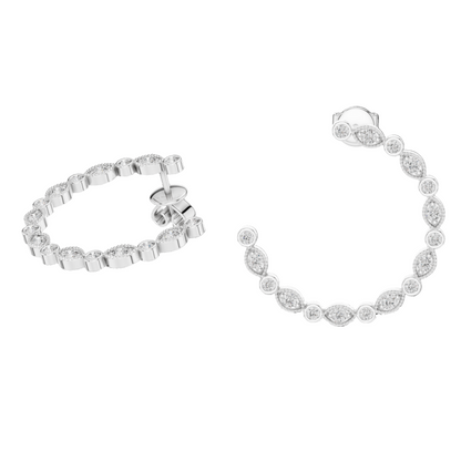 0.18 CT Lab-Grown VVS-VS-EF CVD Diamond Hoop Earrings | Available in 18KT, 14KT, 10KT Gold & 925 Silver | Rose, Yellow, White Gold & Moissanite Options