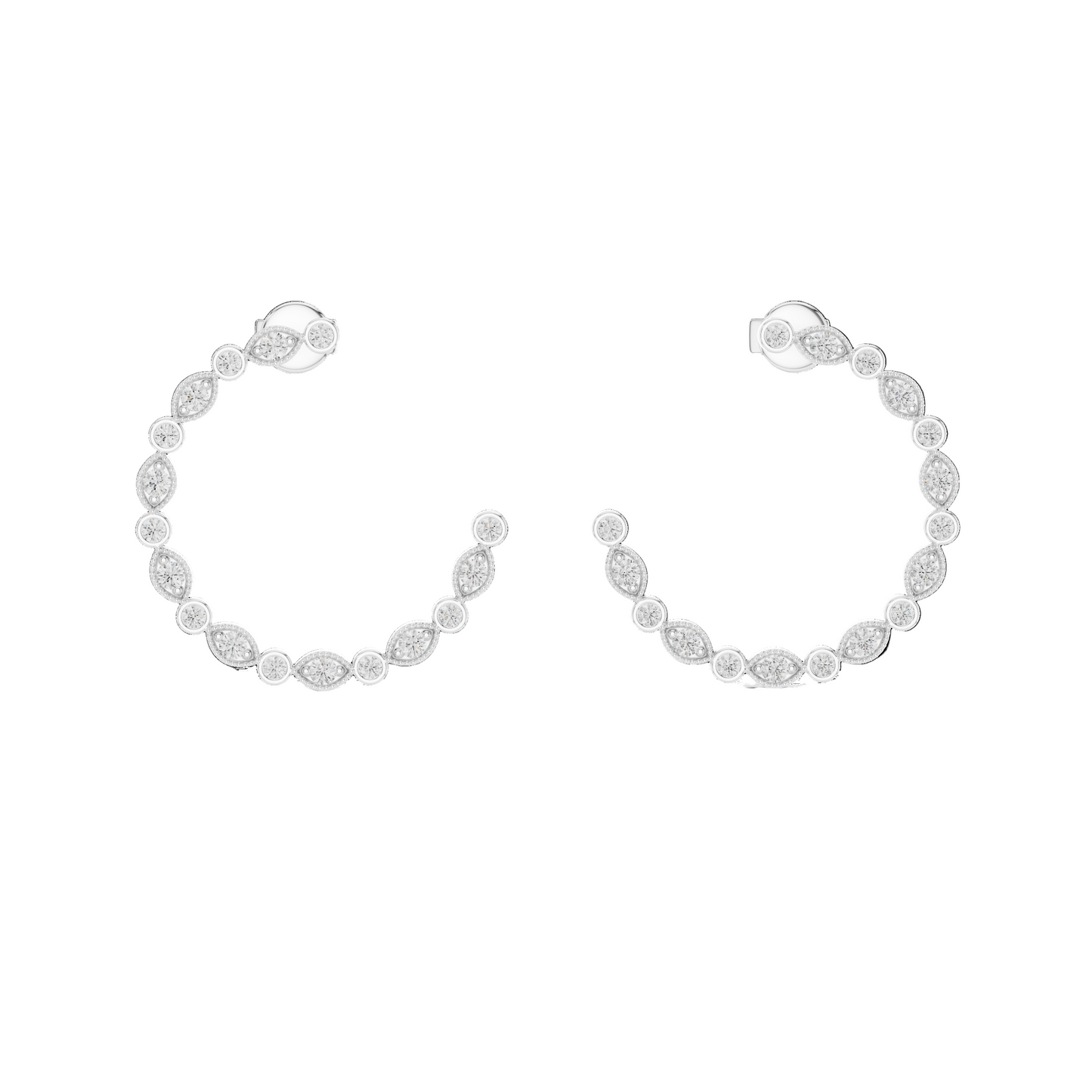 0.18 CT Lab-Grown VVS-VS-EF CVD Diamond Hoop Earrings | Available in 18KT, 14KT, 10KT Gold & 925 Silver | Rose, Yellow, White Gold & Moissanite Options