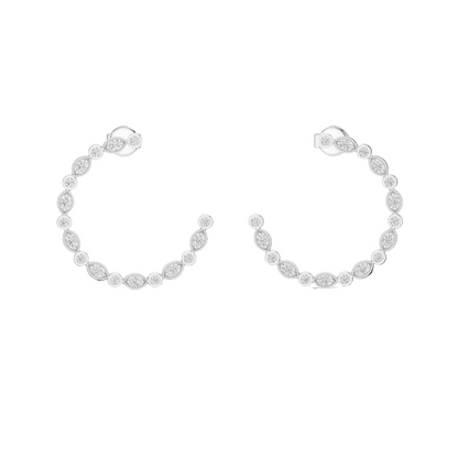 0.18 CT Lab-Grown VVS-VS-EF CVD Diamond Hoop Earrings | Available in 18KT, 14KT, 10KT Gold & 925 Silver | Rose, Yellow, White Gold & Moissanite Options