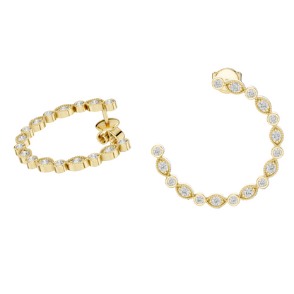 0.18 CT Lab-Grown VVS-VS-EF CVD Diamond Hoop Earrings | Available in 18KT, 14KT, 10KT Gold & 925 Silver | Rose, Yellow, White Gold & Moissanite Options