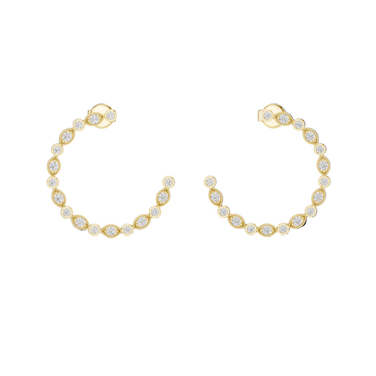 0.18 CT Lab-Grown VVS-VS-EF CVD Diamond Hoop Earrings | Available in 18KT, 14KT, 10KT Gold & 925 Silver | Rose, Yellow, White Gold & Moissanite Options