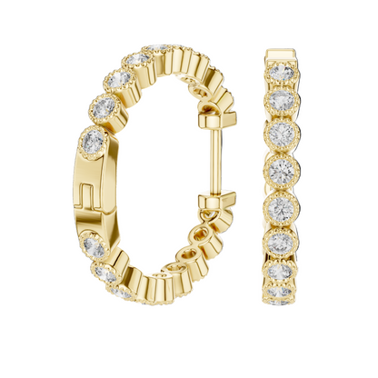 0.36ct Lab Diamond & Moissanite Hoop Earrings for Women | VVS-VS EF Clarity | 18KT, 14KT, 10KT Gold & 925 Silver | Rose, Yellow, White Gold Options