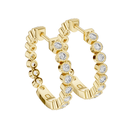 0.36ct Lab Diamond & Moissanite Hoop Earrings for Women | VVS-VS EF Clarity | 18KT, 14KT, 10KT Gold & 925 Silver | Rose, Yellow, White Gold Options
