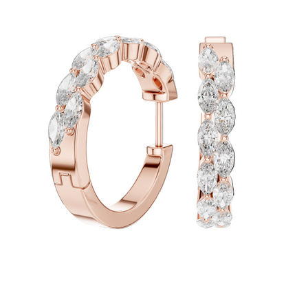 1.60 CT Lab-Created Diamond Hoop Earrings | VVS-VS EF CVD Diamonds | 18KT, 14KT, 10KT Gold & 925 Silver | Rose, Yellow, White Gold & Moissanite Options