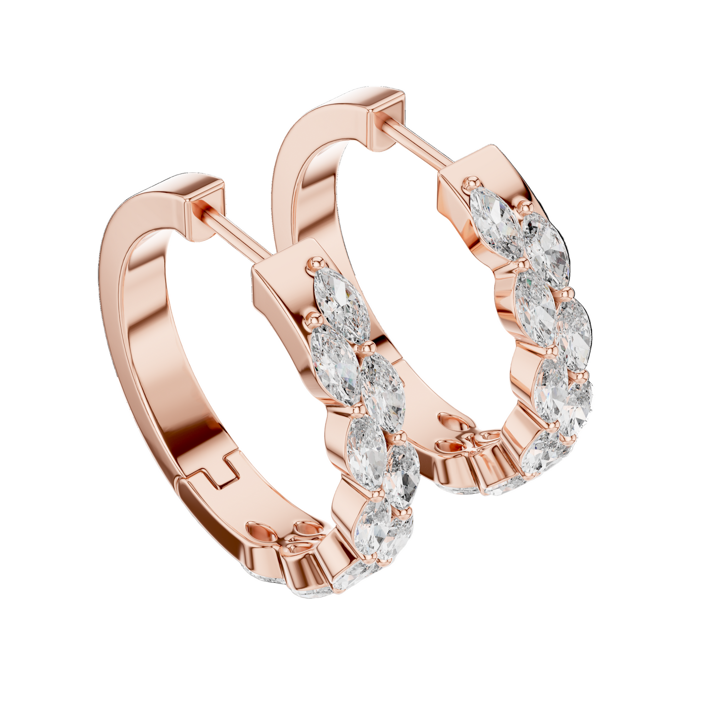 1.60 CT Lab-Created Diamond Hoop Earrings | VVS-VS EF CVD Diamonds | 18KT, 14KT, 10KT Gold & 925 Silver | Rose, Yellow, White Gold & Moissanite Options