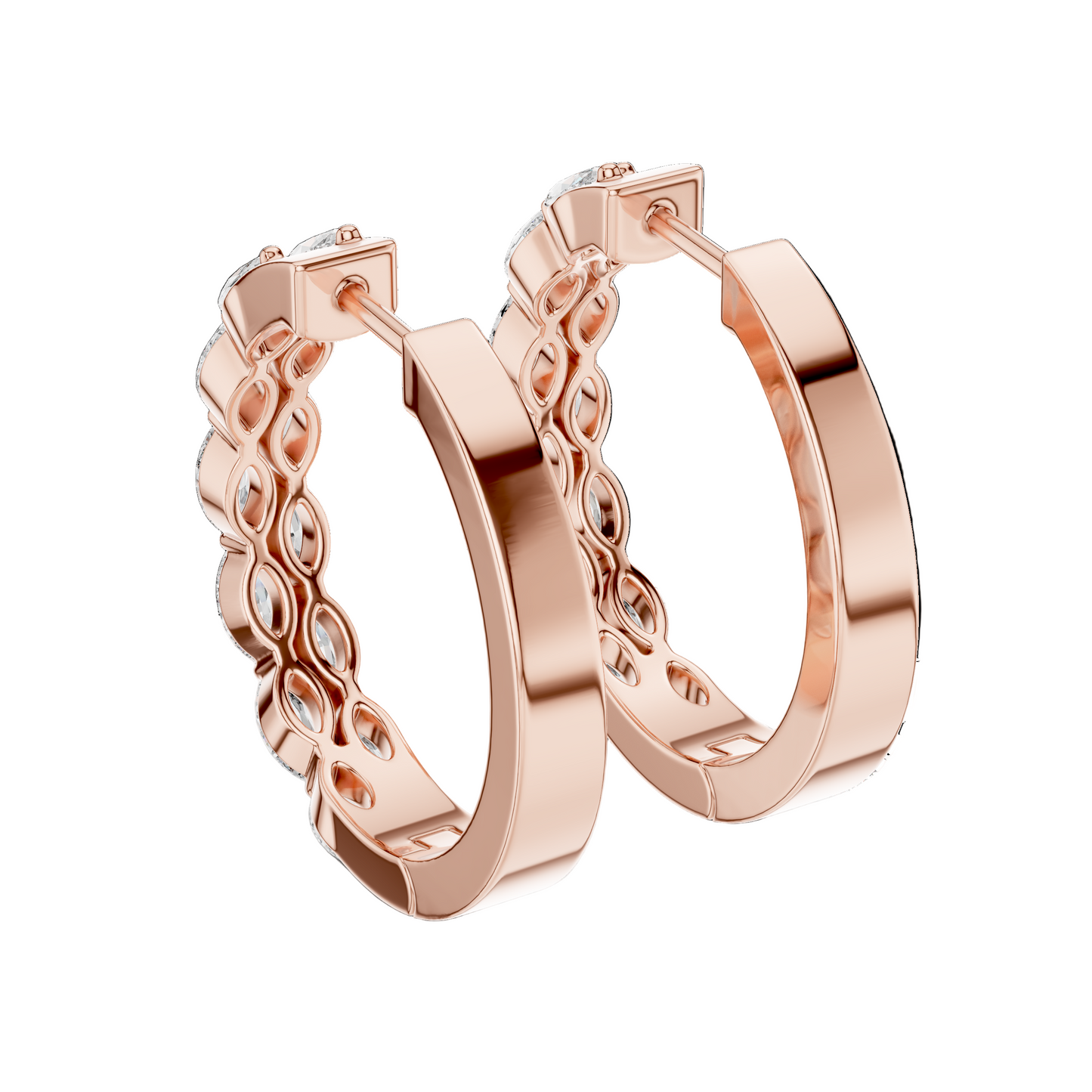 1.60 CT Lab-Created Diamond Hoop Earrings | VVS-VS EF CVD Diamonds | 18KT, 14KT, 10KT Gold & 925 Silver | Rose, Yellow, White Gold & Moissanite Options