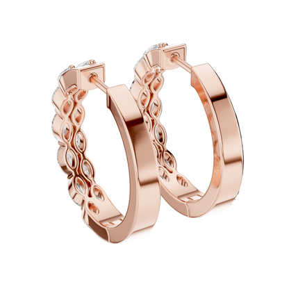 1.60 CT Lab-Created Diamond Hoop Earrings | VVS-VS EF CVD Diamonds | 18KT, 14KT, 10KT Gold & 925 Silver | Rose, Yellow, White Gold & Moissanite Options