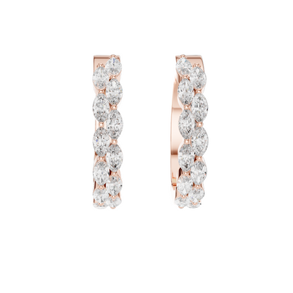 1.60 CT Lab-Created Diamond Hoop Earrings | VVS-VS EF CVD Diamonds | 18KT, 14KT, 10KT Gold & 925 Silver | Rose, Yellow, White Gold & Moissanite Options