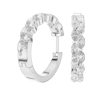 1.60 CT Lab-Created Diamond Hoop Earrings | VVS-VS EF CVD Diamonds | 18KT, 14KT, 10KT Gold & 925 Silver | Rose, Yellow, White Gold & Moissanite Options