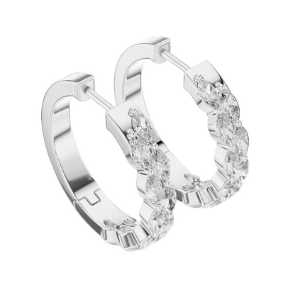 1.60 CT Lab-Created Diamond Hoop Earrings | VVS-VS EF CVD Diamonds | 18KT, 14KT, 10KT Gold & 925 Silver | Rose, Yellow, White Gold & Moissanite Options