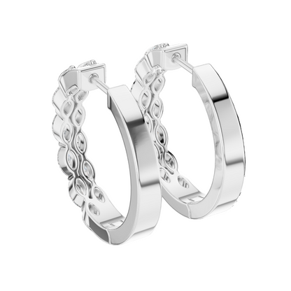 1.60 CT Lab-Created Diamond Hoop Earrings | VVS-VS EF CVD Diamonds | 18KT, 14KT, 10KT Gold & 925 Silver | Rose, Yellow, White Gold & Moissanite Options