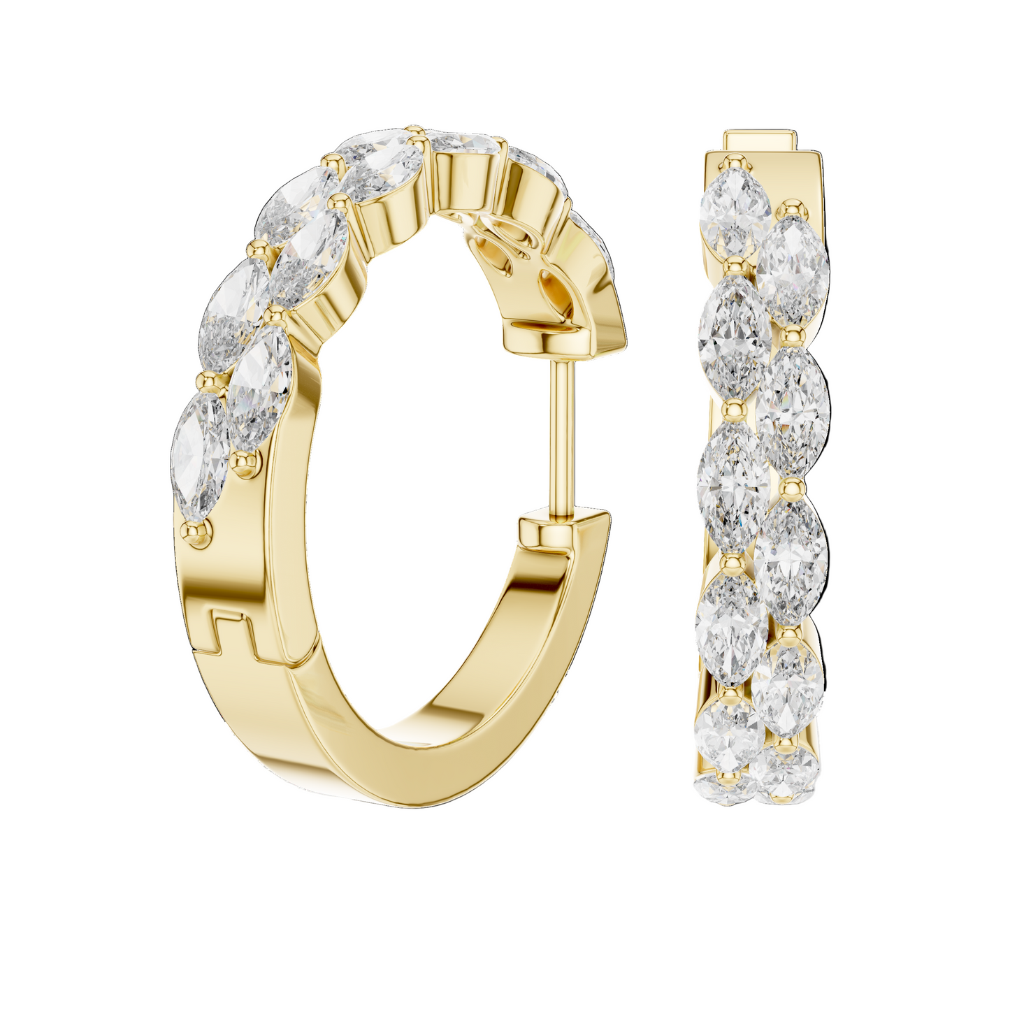 1.60 CT Lab-Created Diamond Hoop Earrings | VVS-VS EF CVD Diamonds | 18KT, 14KT, 10KT Gold & 925 Silver | Rose, Yellow, White Gold & Moissanite Options