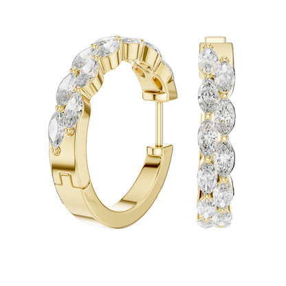 1.60 CT Lab-Created Diamond Hoop Earrings | VVS-VS EF CVD Diamonds | 18KT, 14KT, 10KT Gold & 925 Silver | Rose, Yellow, White Gold & Moissanite Options