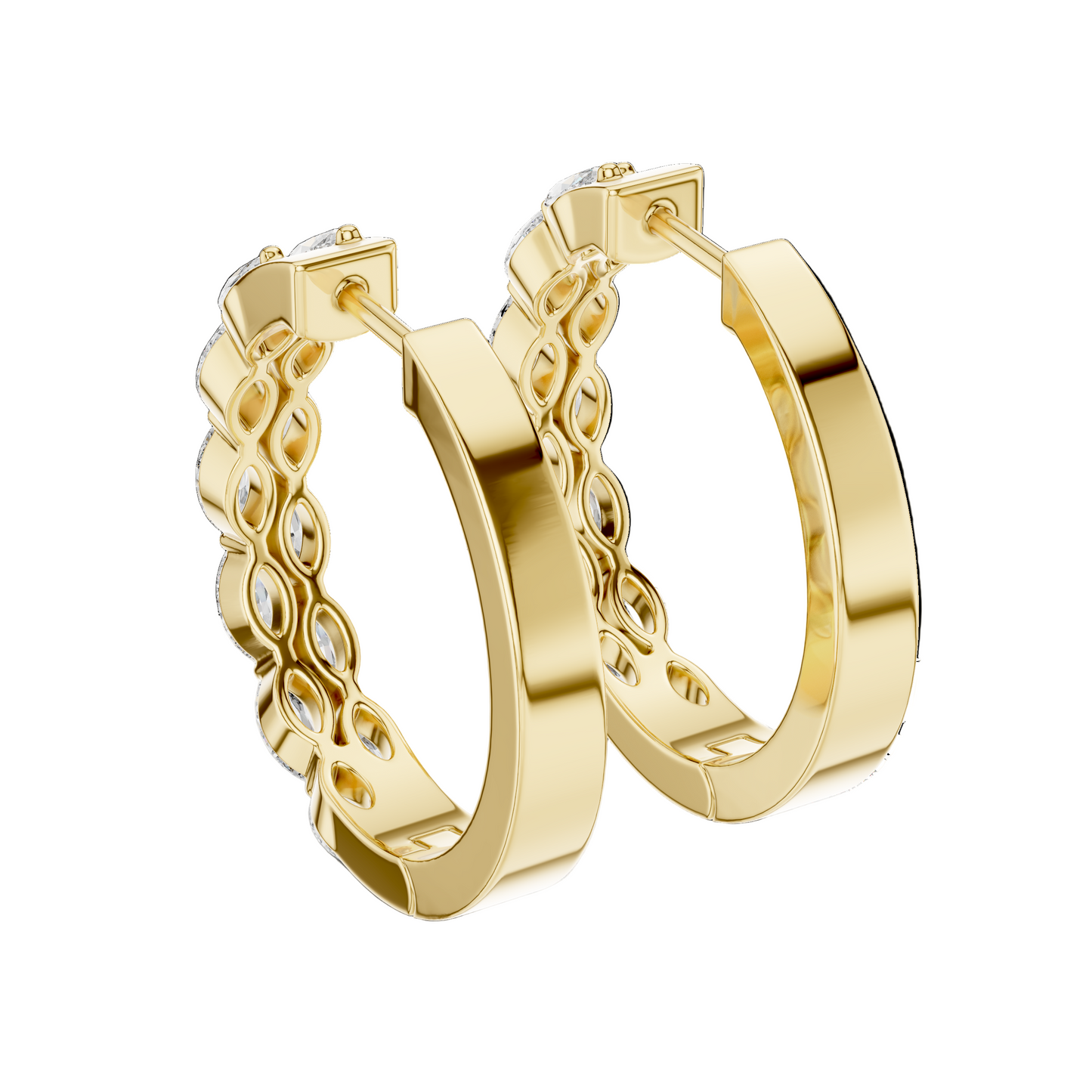 1.60 CT Lab-Created Diamond Hoop Earrings | VVS-VS EF CVD Diamonds | 18KT, 14KT, 10KT Gold & 925 Silver | Rose, Yellow, White Gold & Moissanite Options