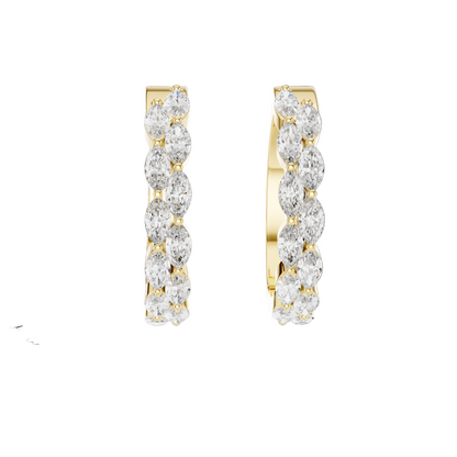 1.60 CT Lab-Created Diamond Hoop Earrings | VVS-VS EF CVD Diamonds | 18KT, 14KT, 10KT Gold & 925 Silver | Rose, Yellow, White Gold & Moissanite Options