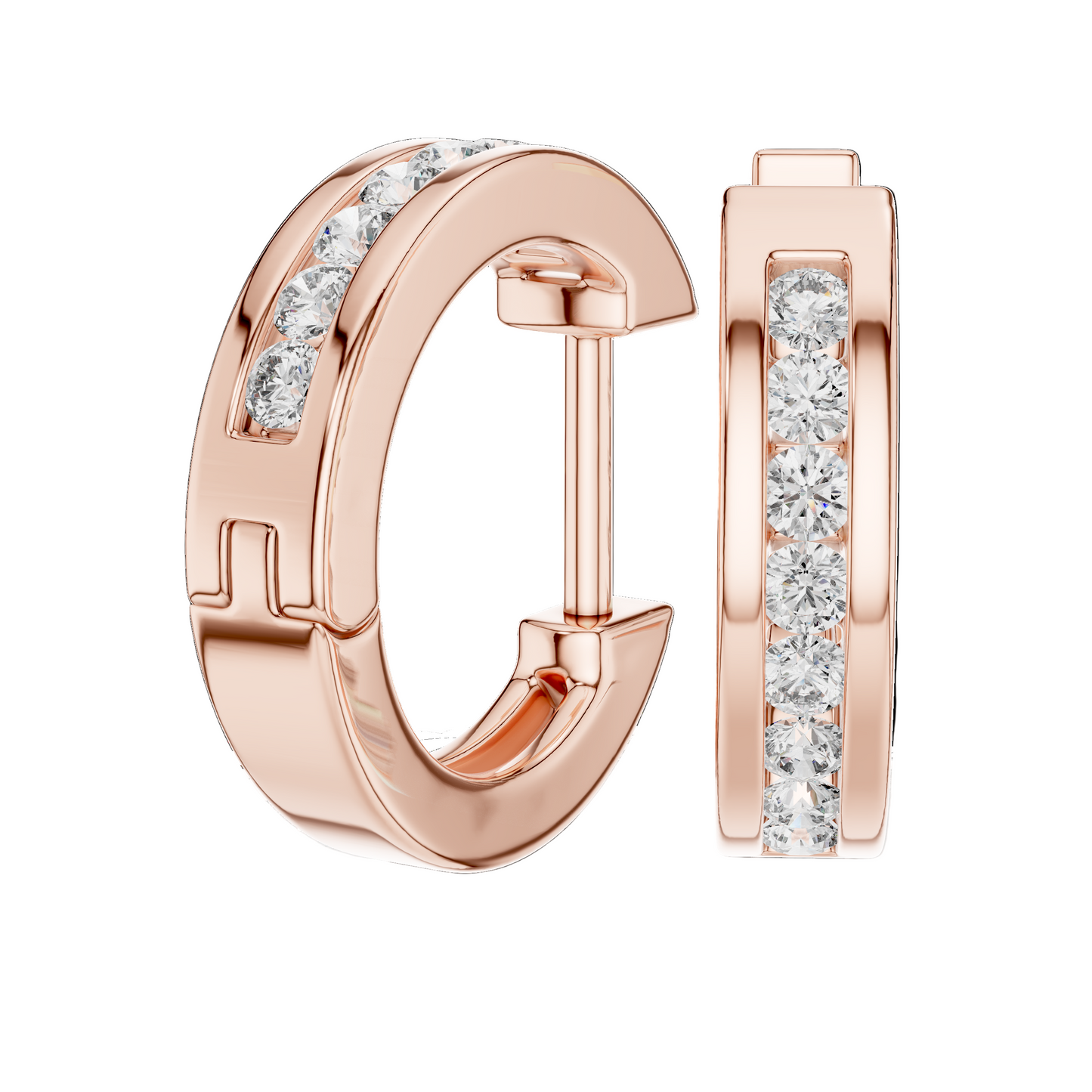 0.144 CT Lab-Grown VVS-VS EF Diamond Hoop Earrings | 18KT, 14KT, 10KT Gold & 925 Silver | Moissanite, Rose, Yellow, White Gold Options