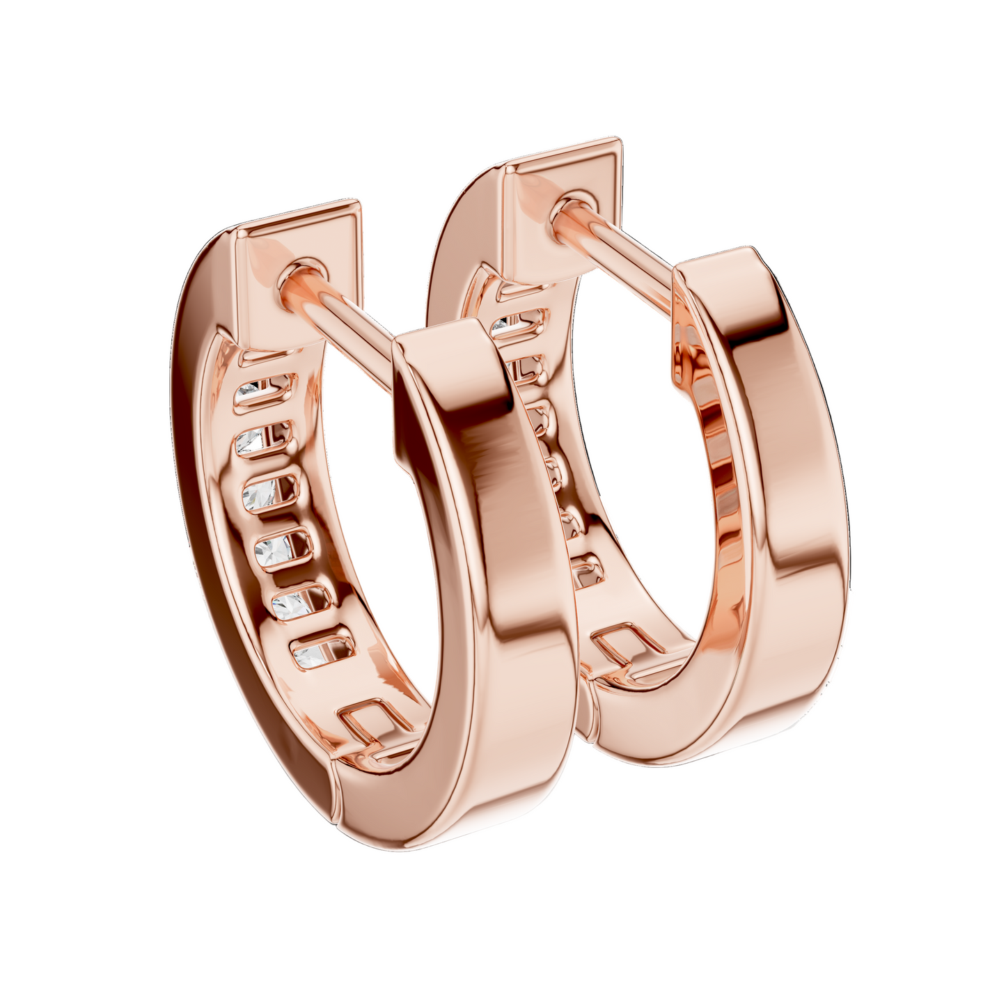 0.144 CT Lab-Grown VVS-VS EF Diamond Hoop Earrings | 18KT, 14KT, 10KT Gold & 925 Silver | Moissanite, Rose, Yellow, White Gold Options