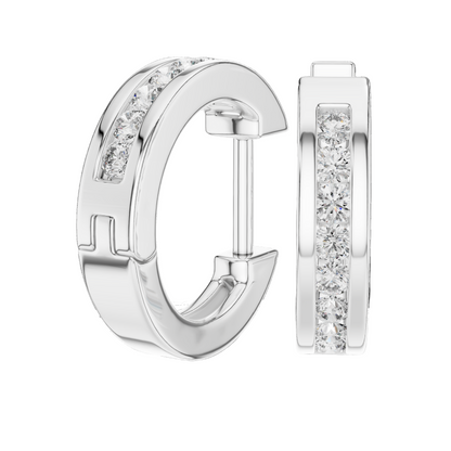 0.144 CT Lab-Grown VVS-VS EF Diamond Hoop Earrings | 18KT, 14KT, 10KT Gold & 925 Silver | Moissanite, Rose, Yellow, White Gold Options