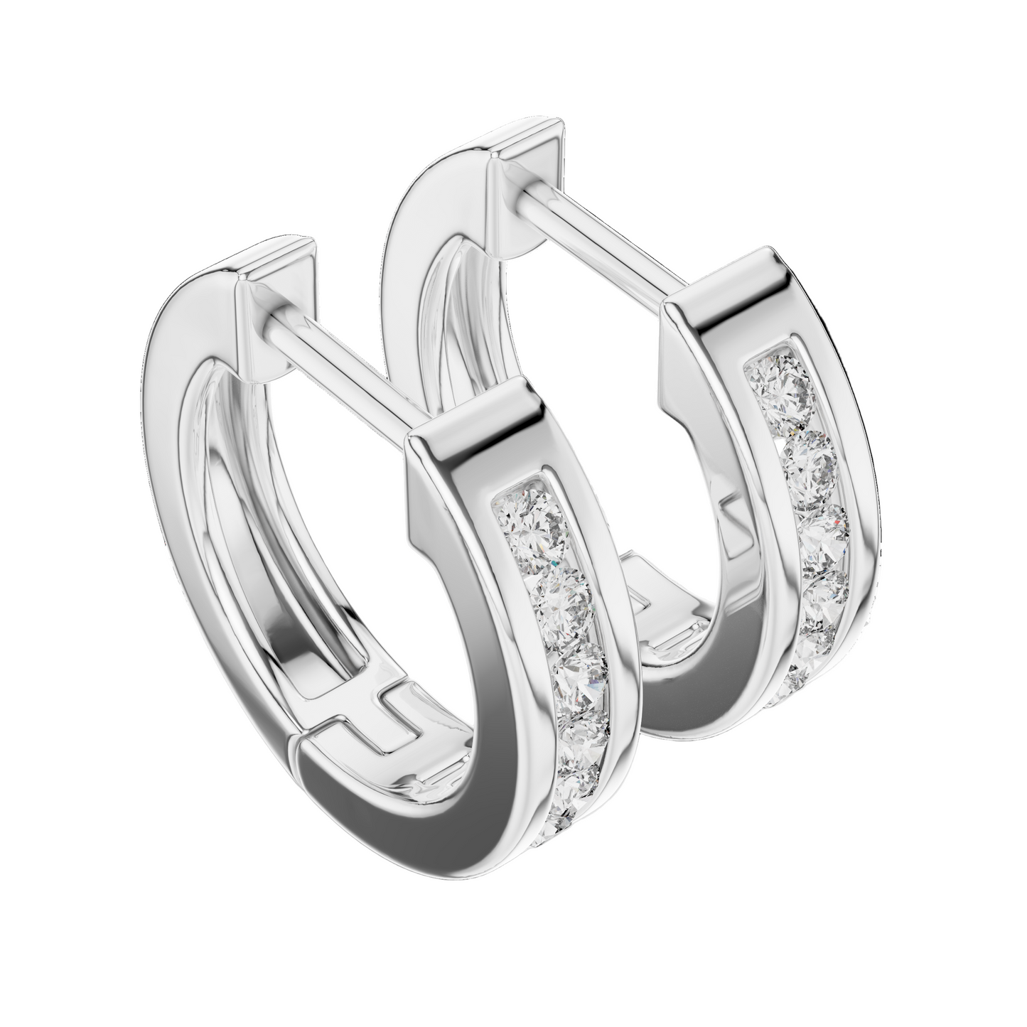 0.144 CT Lab-Grown VVS-VS EF Diamond Hoop Earrings | 18KT, 14KT, 10KT Gold & 925 Silver | Moissanite, Rose, Yellow, White Gold Options
