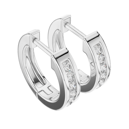 0.144 CT Lab-Grown VVS-VS EF Diamond Hoop Earrings | 18KT, 14KT, 10KT Gold & 925 Silver | Moissanite, Rose, Yellow, White Gold Options