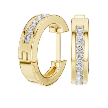 0.144 CT Lab-Grown VVS-VS EF Diamond Hoop Earrings | 18KT, 14KT, 10KT Gold & 925 Silver | Moissanite, Rose, Yellow, White Gold Options