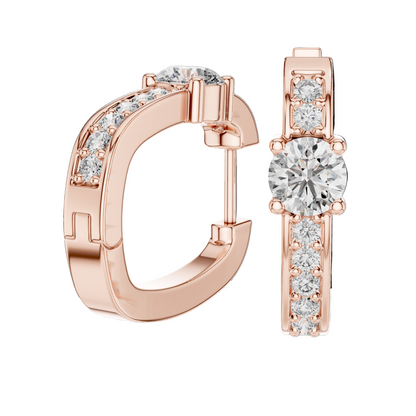 0.792 CT Lab-Grown VVS-VS-EF CVD Diamond Hoop Earrings | 18KT, 14KT, 10KT Gold & 925 Silver | Moissanite Options | Rose, Yellow, White Gold