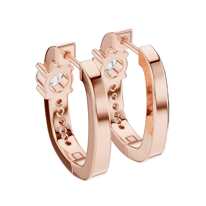 0.792 CT Lab-Grown VVS-VS-EF CVD Diamond Hoop Earrings | 18KT, 14KT, 10KT Gold & 925 Silver | Moissanite Options | Rose, Yellow, White Gold
