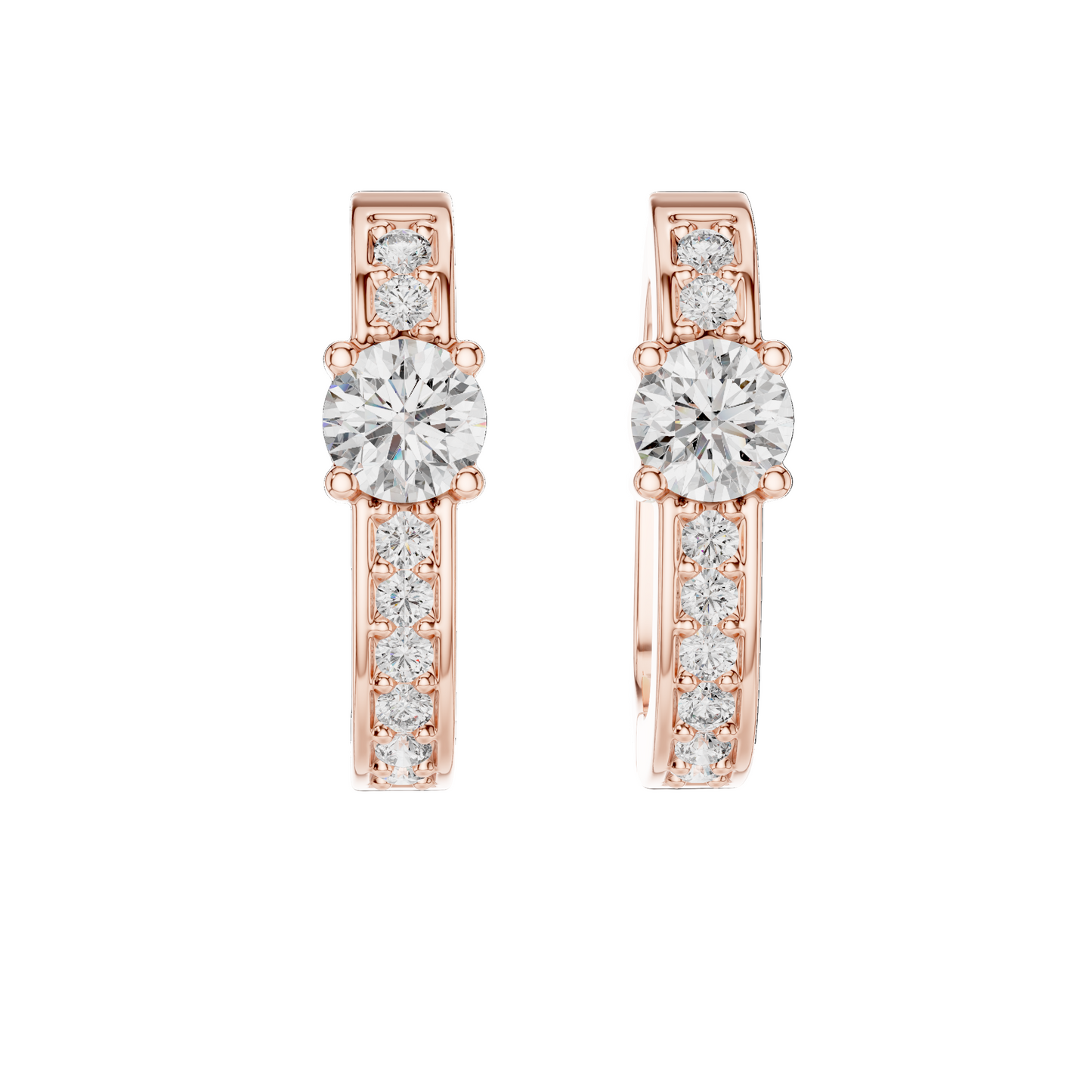 0.792 CT Lab-Grown VVS-VS-EF CVD Diamond Hoop Earrings | 18KT, 14KT, 10KT Gold & 925 Silver | Moissanite Options | Rose, Yellow, White Gold