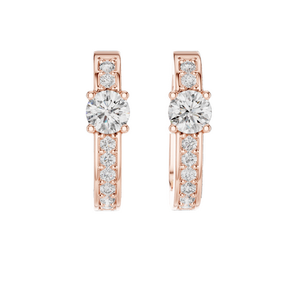 0.792 CT Lab-Grown VVS-VS-EF CVD Diamond Hoop Earrings | 18KT, 14KT, 10KT Gold & 925 Silver | Moissanite Options | Rose, Yellow, White Gold