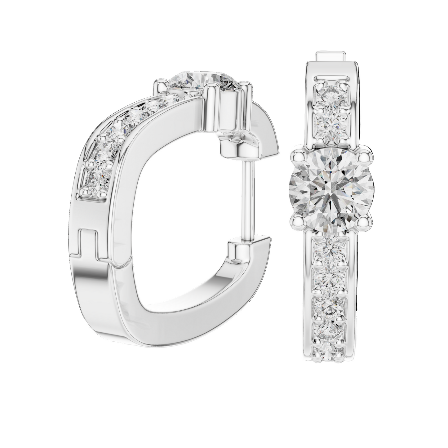 0.792 CT Lab-Grown VVS-VS-EF CVD Diamond Hoop Earrings | 18KT, 14KT, 10KT Gold & 925 Silver | Moissanite Options | Rose, Yellow, White Gold