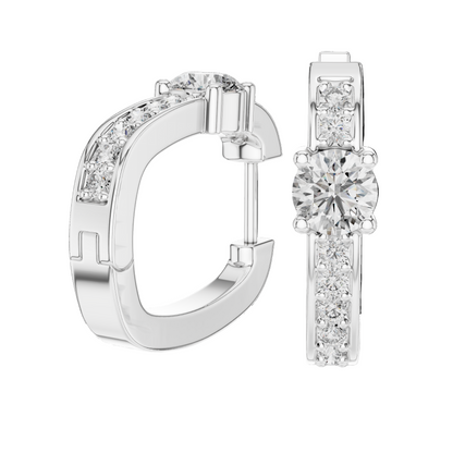 0.792 CT Lab-Grown VVS-VS-EF CVD Diamond Hoop Earrings | 18KT, 14KT, 10KT Gold & 925 Silver | Moissanite Options | Rose, Yellow, White Gold