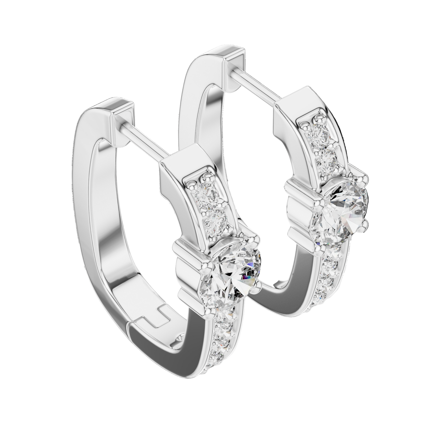 0.792 CT Lab-Grown VVS-VS-EF CVD Diamond Hoop Earrings | 18KT, 14KT, 10KT Gold & 925 Silver | Moissanite Options | Rose, Yellow, White Gold