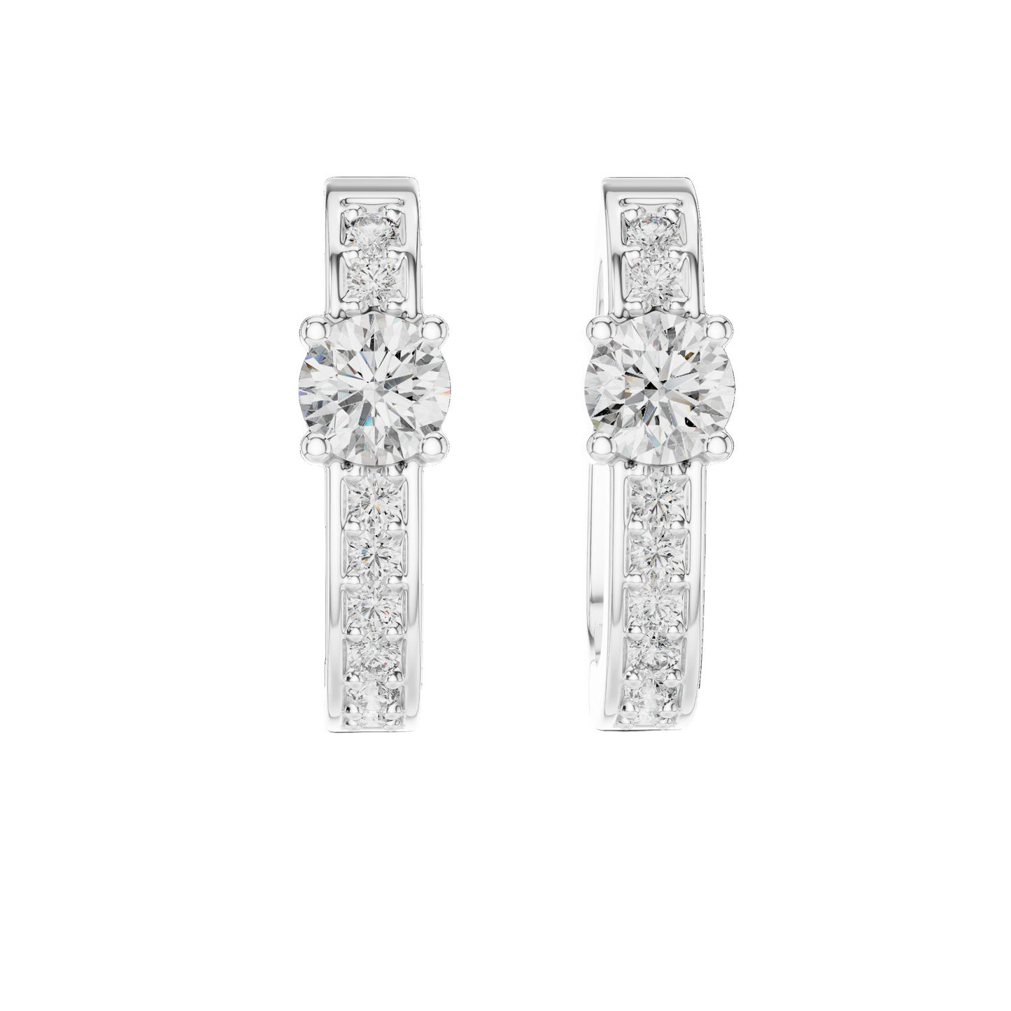 0.792 CT Lab-Grown VVS-VS-EF CVD Diamond Hoop Earrings | 18KT, 14KT, 10KT Gold & 925 Silver | Moissanite Options | Rose, Yellow, White Gold
