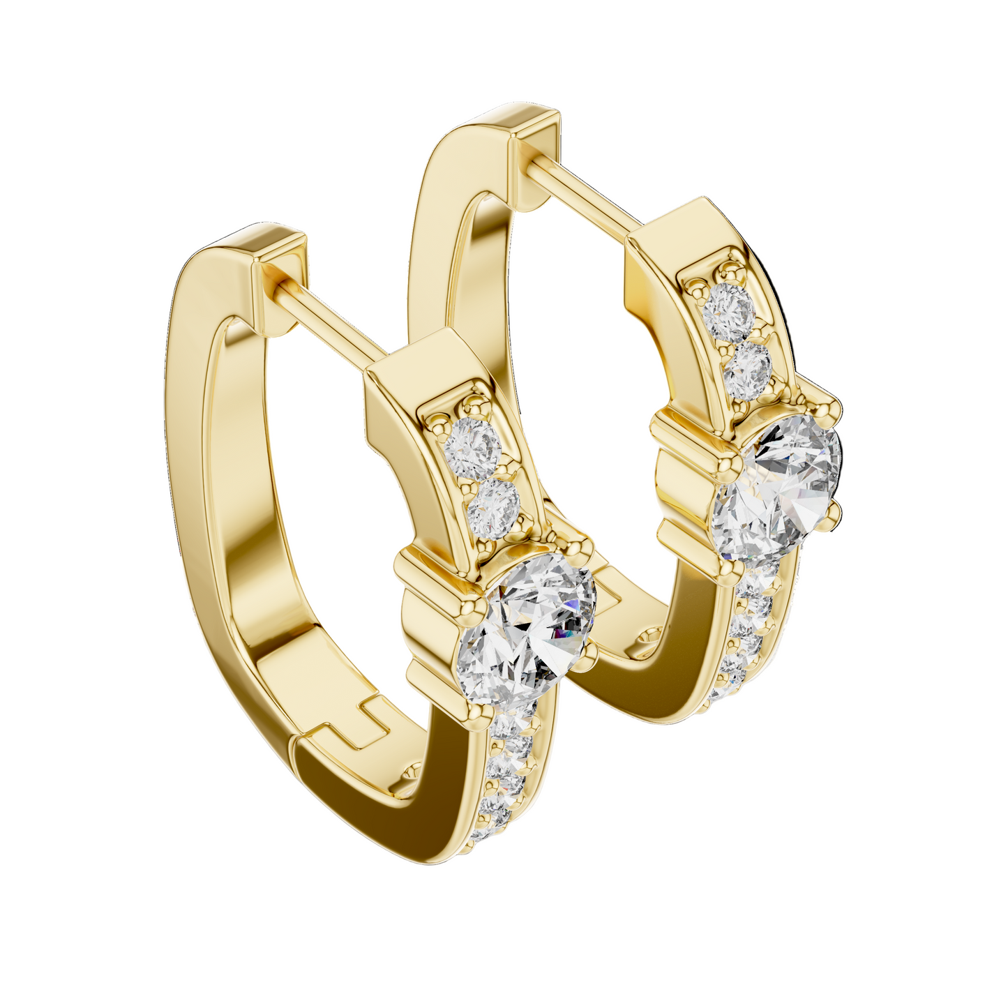 0.792 CT Lab-Grown VVS-VS-EF CVD Diamond Hoop Earrings | 18KT, 14KT, 10KT Gold & 925 Silver | Moissanite Options | Rose, Yellow, White Gold