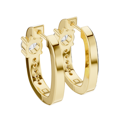 0.792 CT Lab-Grown VVS-VS-EF CVD Diamond Hoop Earrings | 18KT, 14KT, 10KT Gold & 925 Silver | Moissanite Options | Rose, Yellow, White Gold