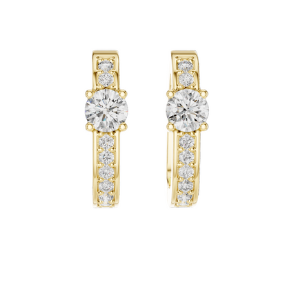 0.792 CT Lab-Grown VVS-VS-EF CVD Diamond Hoop Earrings | 18KT, 14KT, 10KT Gold & 925 Silver | Moissanite Options | Rose, Yellow, White Gold