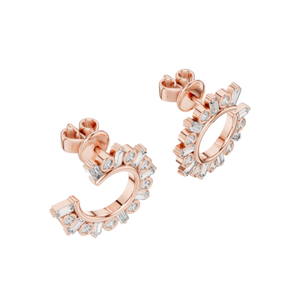 0.7681 Ct Lab Grown VVS-VS-EF CVD Diamond Hoop Earrings | 18KT, 14KT, 10KT Gold & 925 Silver | Moissanite, Rose, Yellow, White Gold Options