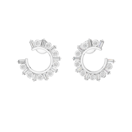 0.7681 Ct Lab Grown VVS-VS-EF CVD Diamond Hoop Earrings | 18KT, 14KT, 10KT Gold & 925 Silver | Moissanite, Rose, Yellow, White Gold Options