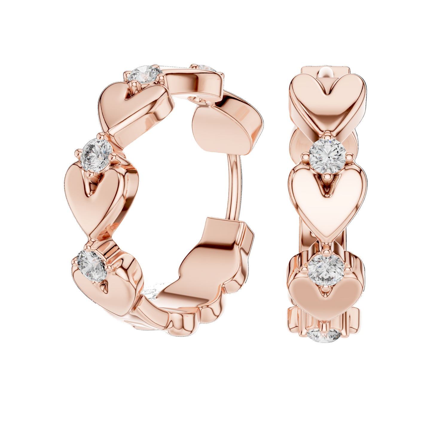 Elegant Heart-Shaped Diamond Earrings | 0.36ct Lab-Grown VVS-VS EF CVD Diamond | 18KT, 14KT, 10KT Gold & 925 Silver | Rose, Yellow, White Gold & Moissanite Options