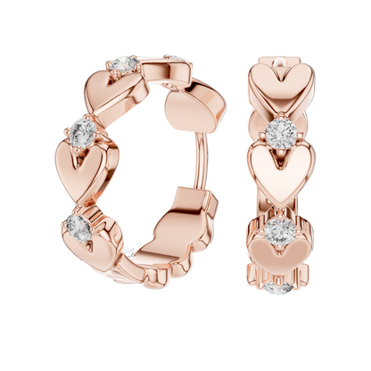 Elegant Heart-Shaped Diamond Earrings | 0.36ct Lab-Grown VVS-VS EF CVD Diamond | 18KT, 14KT, 10KT Gold & 925 Silver | Rose, Yellow, White Gold & Moissanite Options
