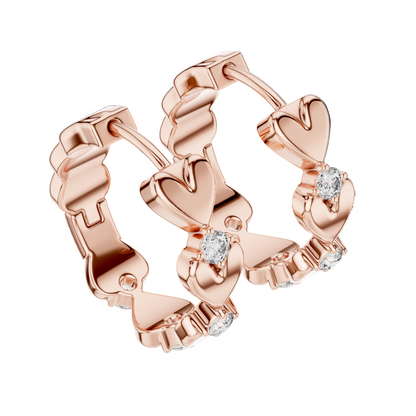 Elegant Heart-Shaped Diamond Earrings | 0.36ct Lab-Grown VVS-VS EF CVD Diamond | 18KT, 14KT, 10KT Gold & 925 Silver | Rose, Yellow, White Gold & Moissanite Options