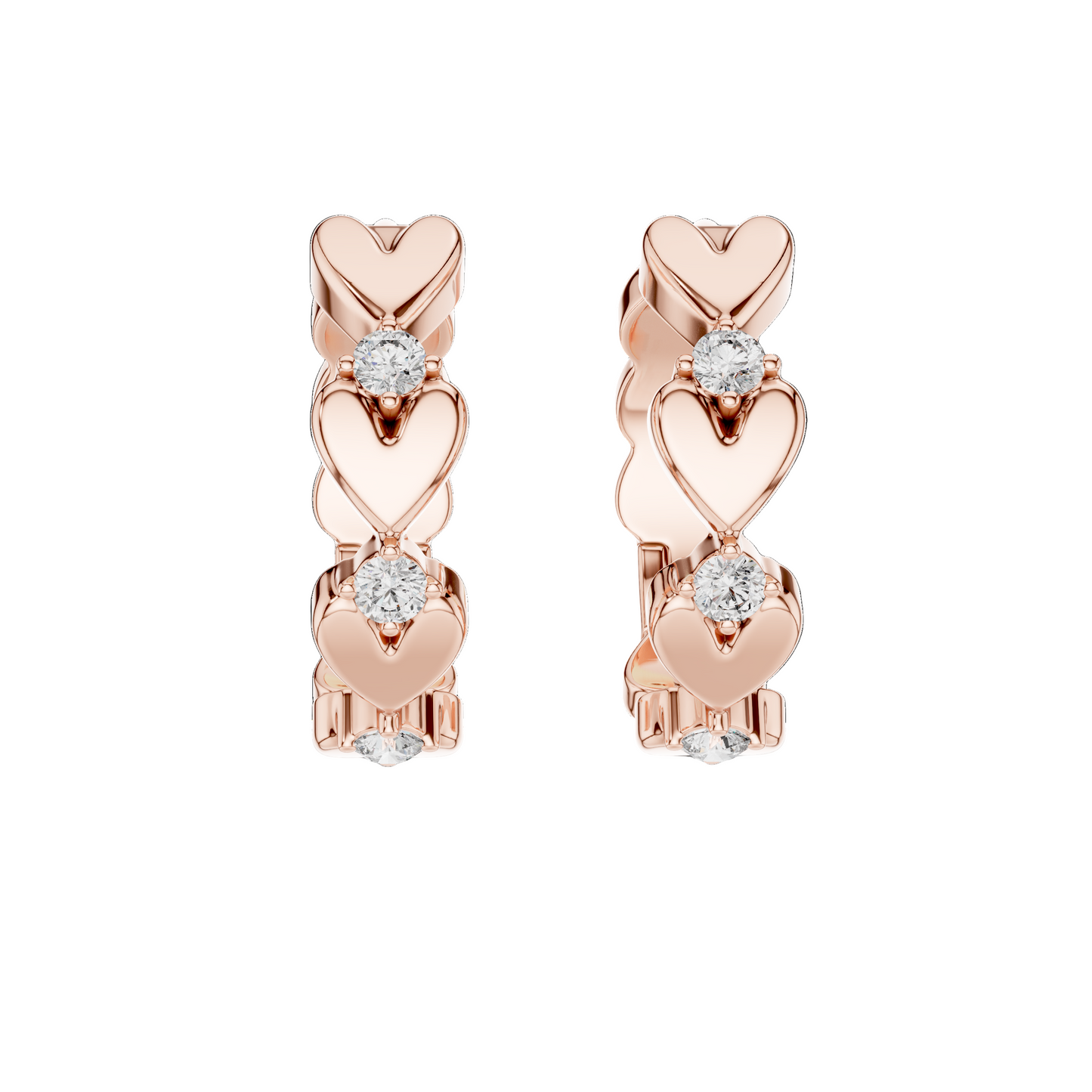 Elegant Heart-Shaped Diamond Earrings | 0.36ct Lab-Grown VVS-VS EF CVD Diamond | 18KT, 14KT, 10KT Gold & 925 Silver | Rose, Yellow, White Gold & Moissanite Options