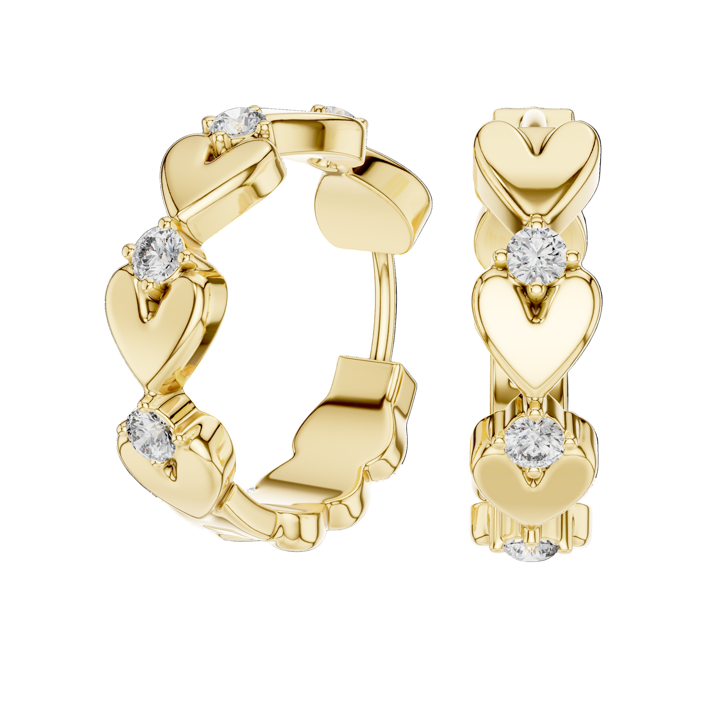 Elegant Heart-Shaped Diamond Earrings | 0.36ct Lab-Grown VVS-VS EF CVD Diamond | 18KT, 14KT, 10KT Gold & 925 Silver | Rose, Yellow, White Gold & Moissanite Options