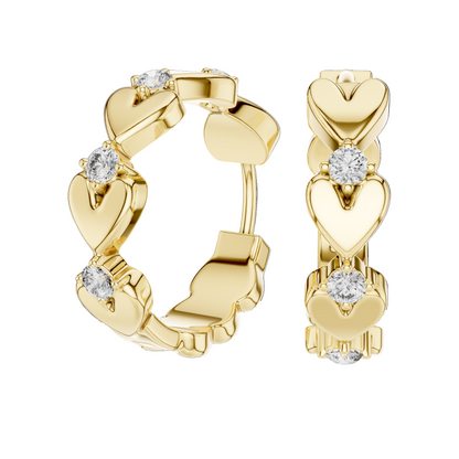 Elegant Heart-Shaped Diamond Earrings | 0.36ct Lab-Grown VVS-VS EF CVD Diamond | 18KT, 14KT, 10KT Gold & 925 Silver | Rose, Yellow, White Gold & Moissanite Options