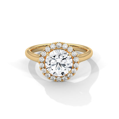 Elegant Round Halo Engagement Ring | 2ct Lab Grown Diamond | Yellow, Rose & White Gold Options | VVS Clarity | Luxury Solitaire Ring