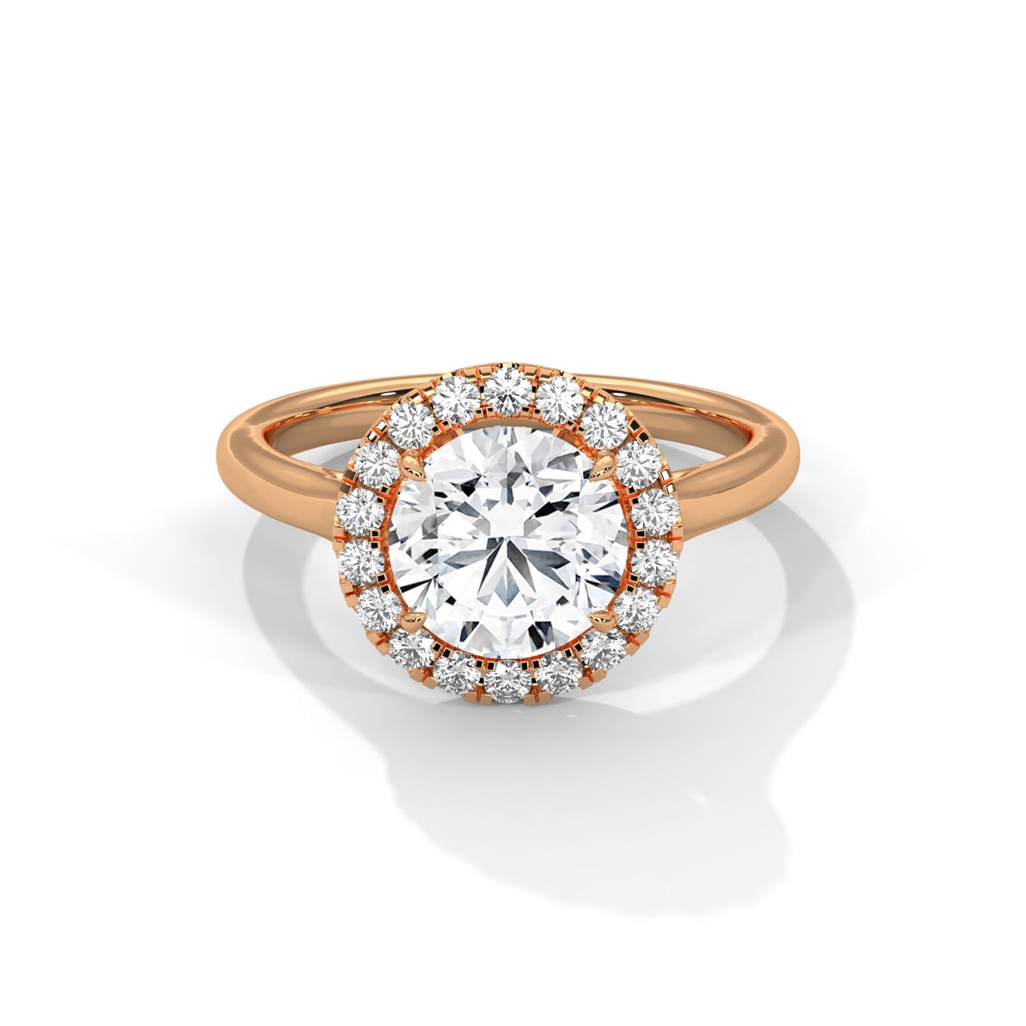 Elegant Round Halo Engagement Ring | 2ct Lab Grown Diamond | Yellow, Rose & White Gold Options | VVS Clarity | Luxury Solitaire Ring