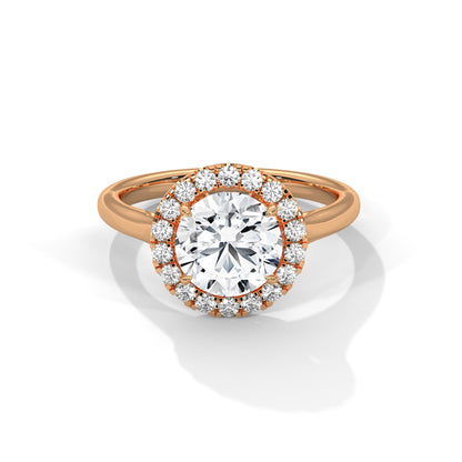 Elegant Round Halo Engagement Ring | 2ct Lab Grown Diamond | Yellow, Rose & White Gold Options | VVS Clarity | Luxury Solitaire Ring