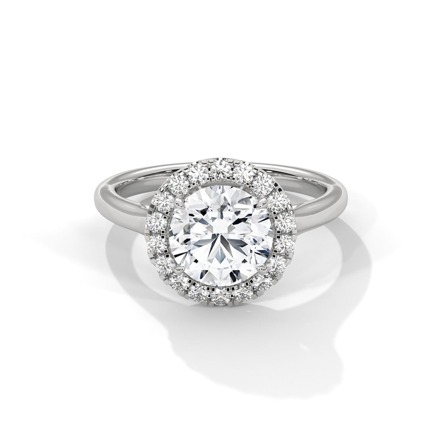 Elegant Round Halo Engagement Ring | 2ct Lab Grown Diamond | Yellow, Rose & White Gold Options | VVS Clarity | Luxury Solitaire Ring