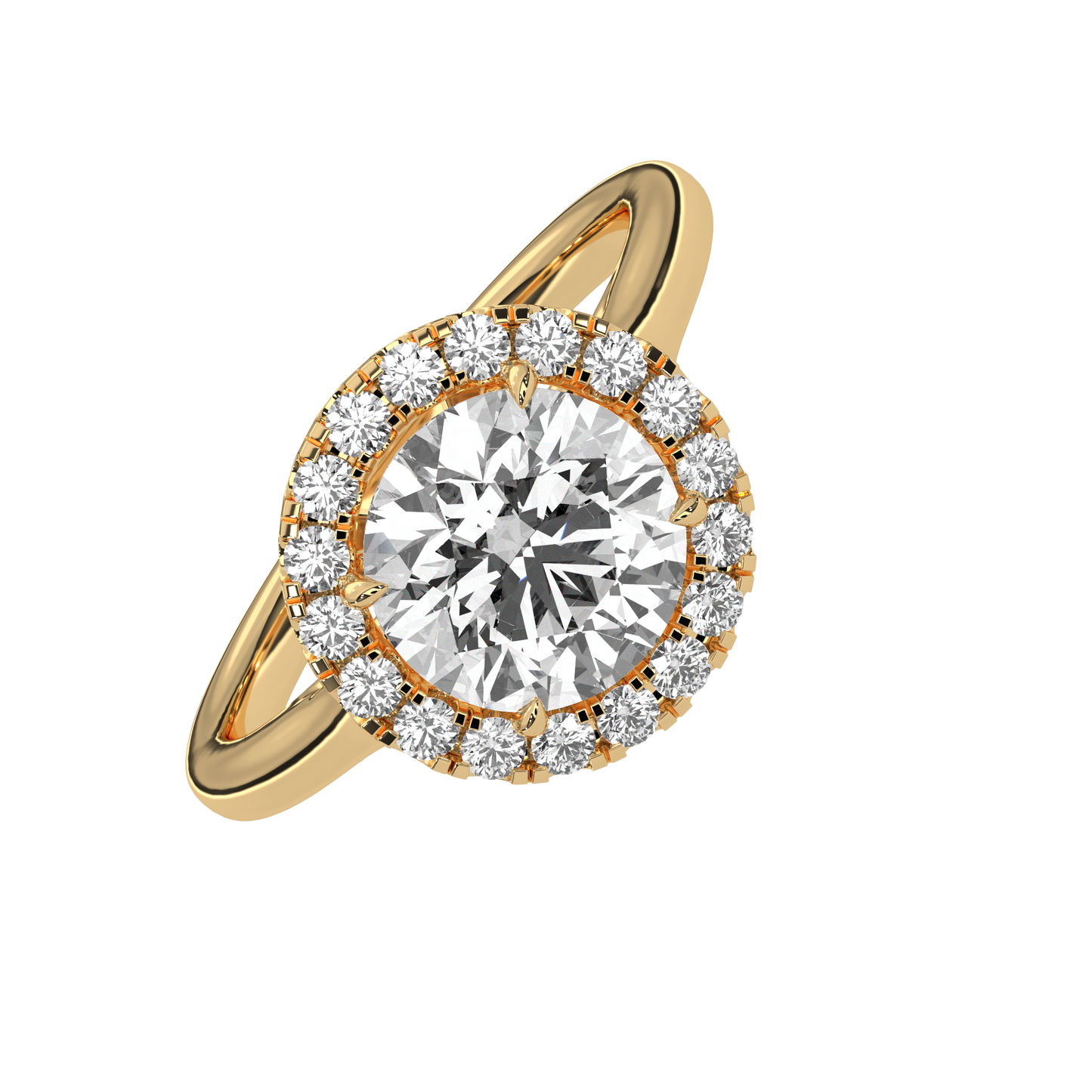 Elegant Round Halo Engagement Ring | 2ct Lab Grown Diamond | Yellow, Rose & White Gold Options | VVS Clarity | Luxury Solitaire Ring