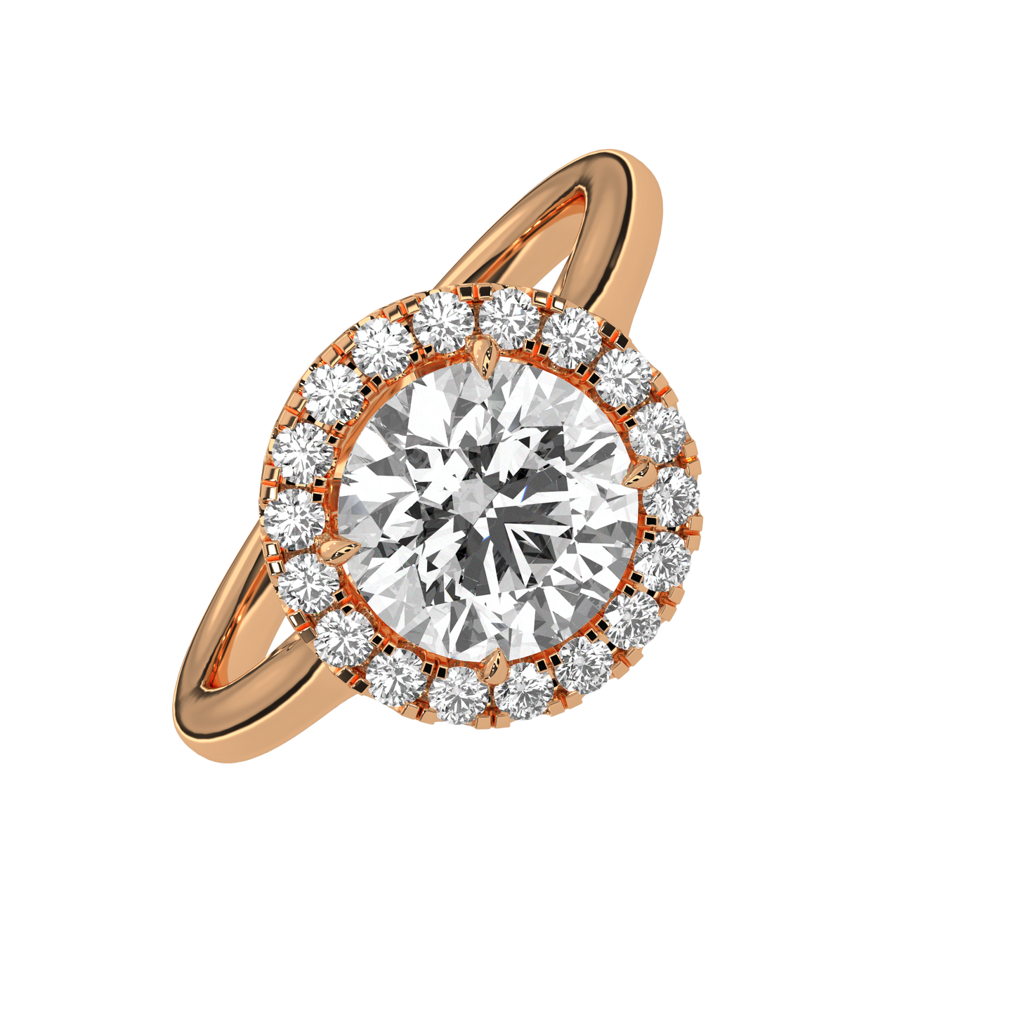 Elegant Round Halo Engagement Ring | 2ct Lab Grown Diamond | Yellow, Rose & White Gold Options | VVS Clarity | Luxury Solitaire Ring